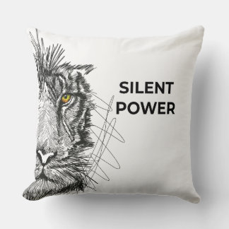 Coussin Croquis de lion demi-visage Décoratif noir
