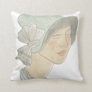 Coussin Croquis de mode d'aileron - femme avec le
