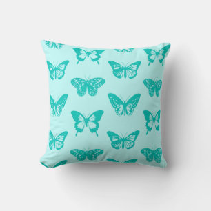 Coussin Croquis de papillon, aigue-marine et turquoise