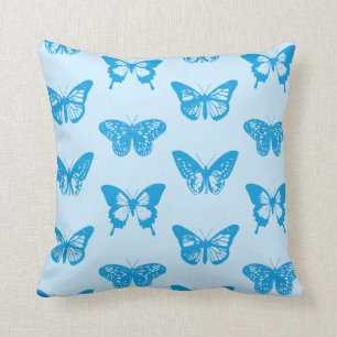Coussin Croquis de papillon, cerulean et bleu de ciel
