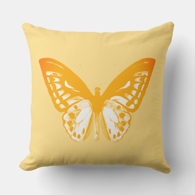 Coussin Croquis de papillon, corail orange (Recto)