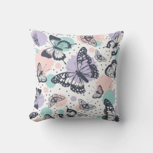 Coussin Croquis de papillon pastel coloré