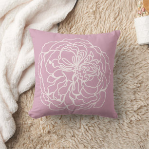 Coussin Croquis de rose florale moderne avec couleurs de f