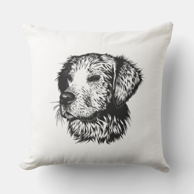 Coussin Croquis en tête de canine (Recto)