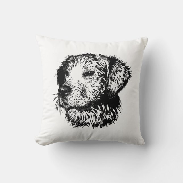 Coussin Croquis en tête de canine (Recto)