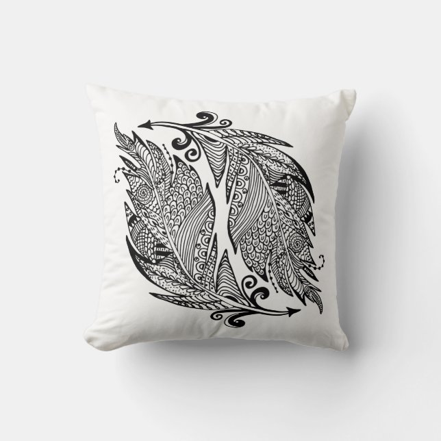 Coussin Croquis inspiré des plumes (Recto)