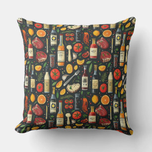 Coussin Croquis nourriture barbecue, couverts barbecue, st