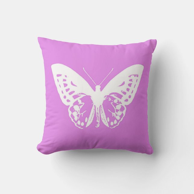 Coussin Croquis papillon, orchidée et blanc (Recto)