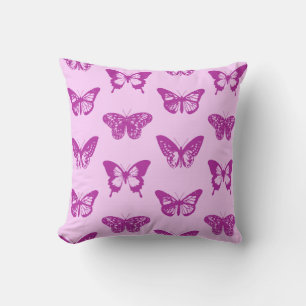 Coussin Croquis papillon, rose glacé & améthyste violet