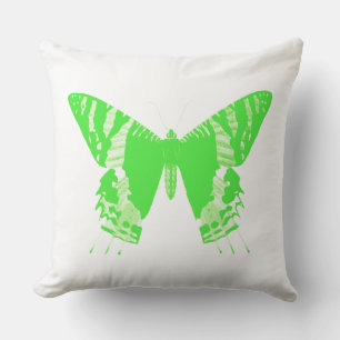 Coussin Croquis papillon, vert citron