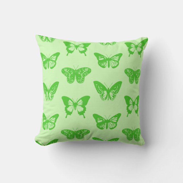 Coussin Croquis papillon, vert citron (Recto)