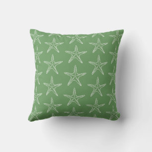 Coussin Croquis Starfish Motif sur vert clair