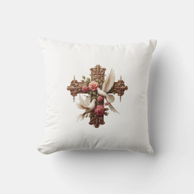 Coussin Cross and Doves PNG Clipart - Religious Christian  (Recto)