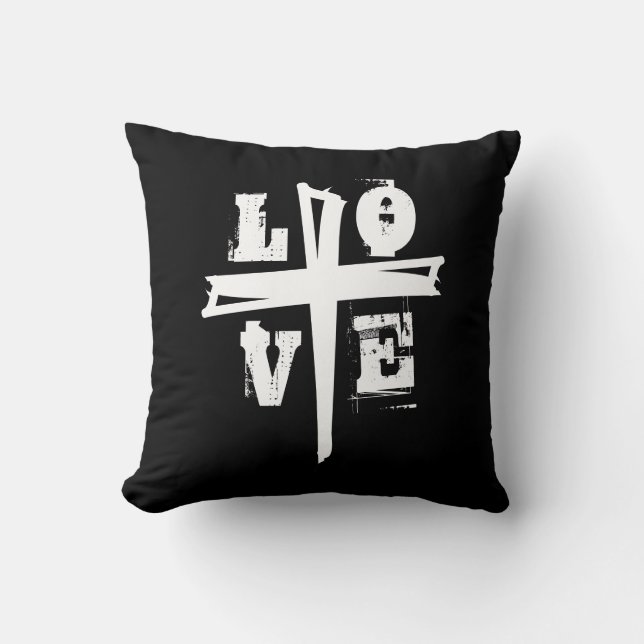 Coussin CROSS fun avec LOVE letting | (Recto)