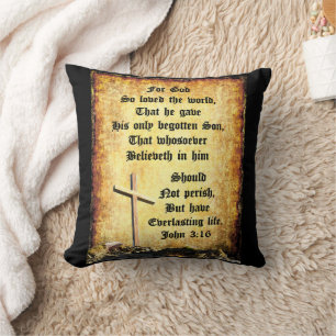 Coussin Cross & Manger avec John 3vs16
