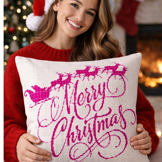 Coussin Cross Stitch Merry Christmas Throw Pillow (Créateur téléchargé)