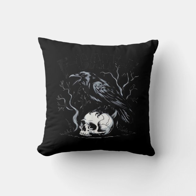Coussin Crow, F-Caw-F Bird Moon Gothic Adult Humor (Recto)