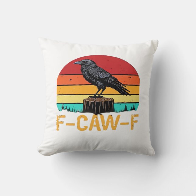 Coussin Crow, F-Caw-F Funny Bird Retro Classic (Recto)