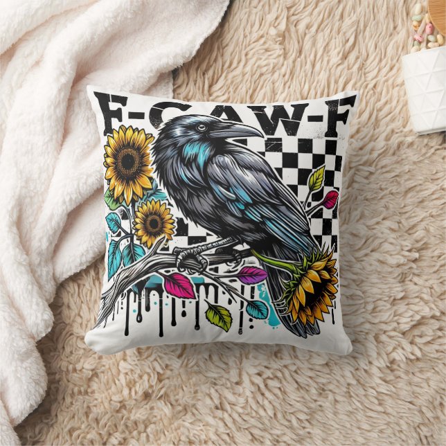 Coussin Crow Raven F-CAW-F Drôle Halloween (Couverture)
