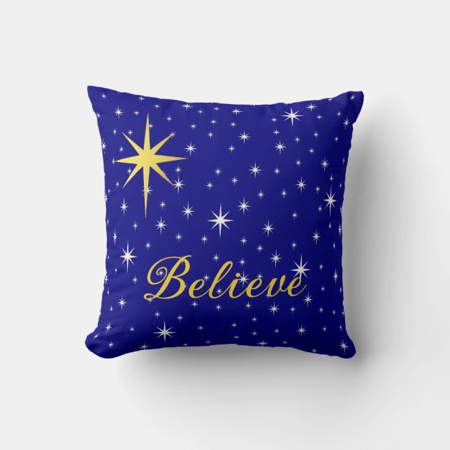 Coussin Croyez en la magie de l'oreiller à lancer de Noël (Recto)