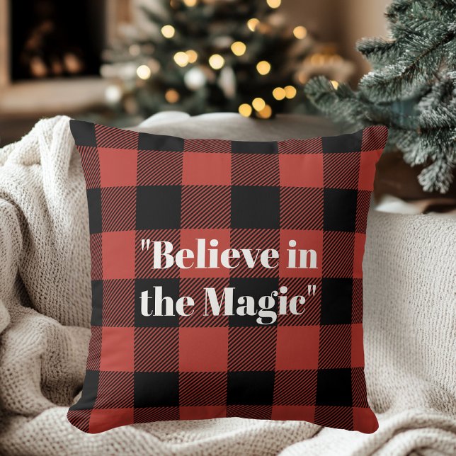 Coussin "Croyez en la magique Red Buffalo Plaid Christmas (Créateur téléchargé)