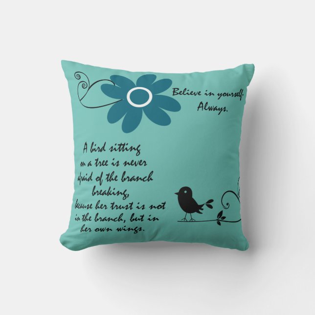 Coussin Croyez en vous avec un oiseau inspirant (Recto)