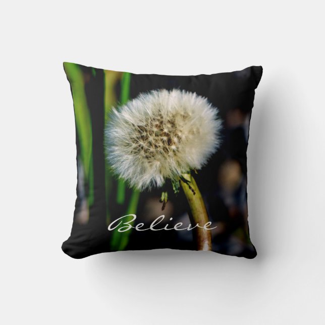 Coussin Croyez, faites un Carré floral de Dandelion désiré (Recto)
