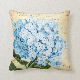 Coussin Cru bleu de fleur d'hortensia botanique
