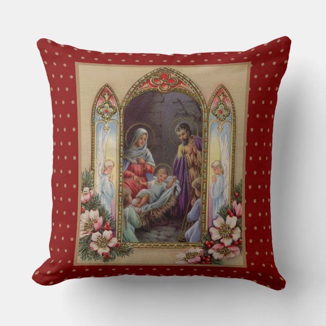 Coussin Cru de Noël de nativité de Vierge Marie Jésus (Recto)