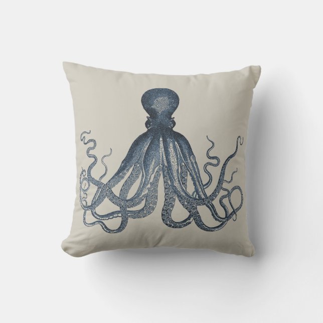 Coussin Cru nautique Kraken de poulpe de Steampunk de (Recto)