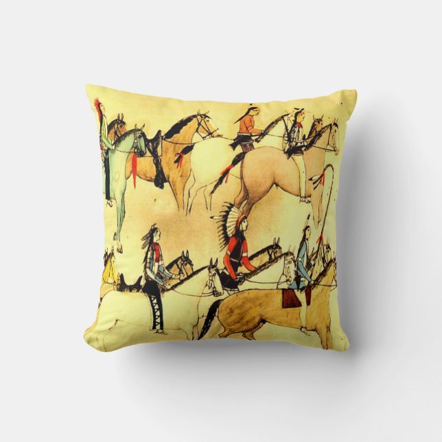 Coussin Cru occidental d'art de chevaux indigènes (Recto)