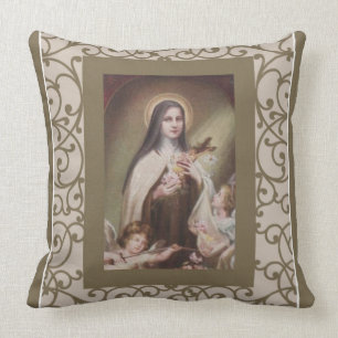 Coussin Crucifix d'anges de roses de Jésus d'enfant de St