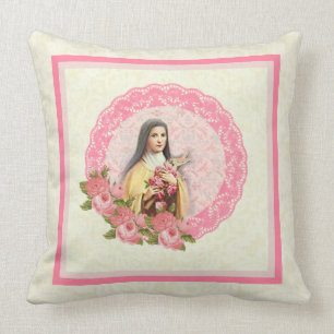 Coussin Crucifix rose de roses de St Therese