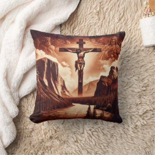 Coussin Crucifixion de Jésus au milieu des montagnes majes