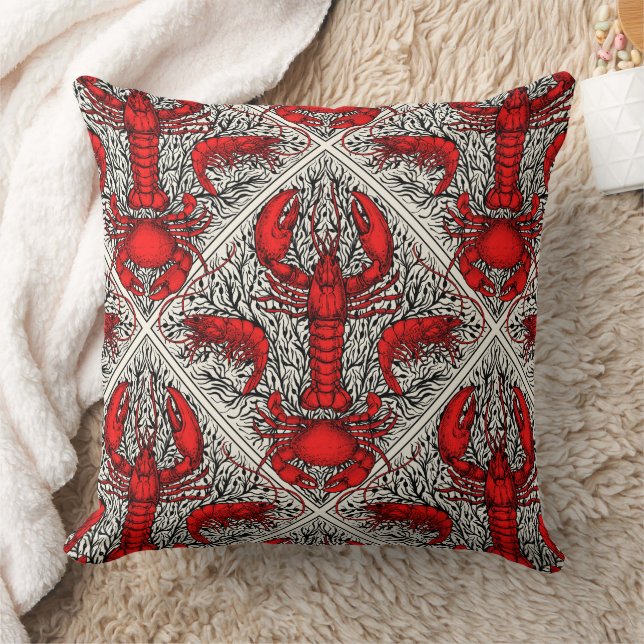 Coussin Crustacés en rouge, noir et ivoire (Couverture)