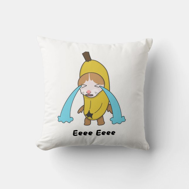 Coussin Cry Banana Sad Pleure Chat Mème Eee Eee Chemise (Recto)