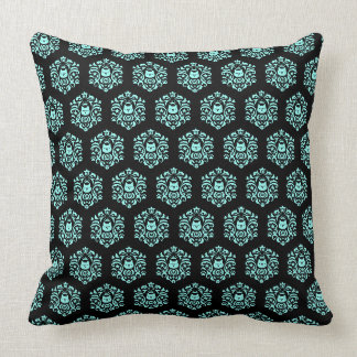 Coussin Cryptocurrency MonaCoin MonaDamask Pattern Blue