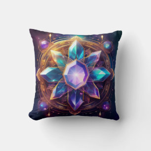 Coussin Crystal Mandala - Oeuvre de pierres précieuses