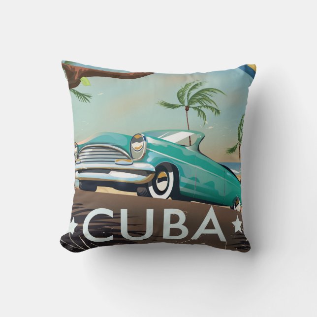 Coussin Cuba vintage rétro Impression de voyage (Recto)