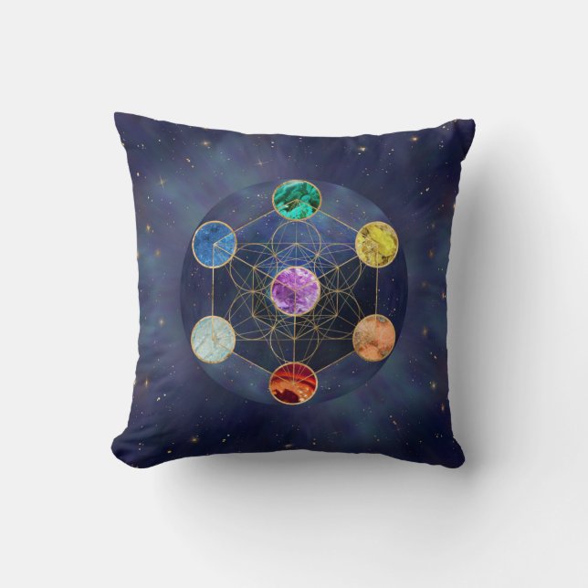 Coussin Cube de Metatron Chakras Géométrie sacrée (Recto)