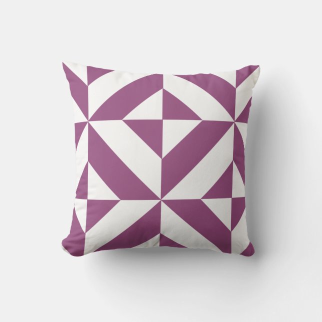 Coussin Cube Déco géométrique violet chaud (Recto)