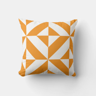 Coussin Cube géométrique Déco Orange brûlé