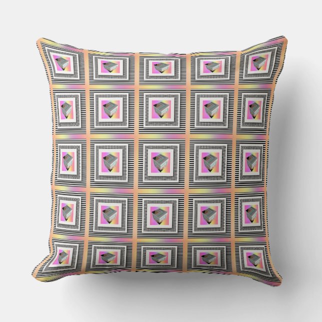 Coussin Cube pastel avec rayures répétées (Recto)