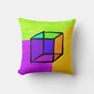 Coussin Cube Surréaliste. Pris à la main. Figur géométriqu