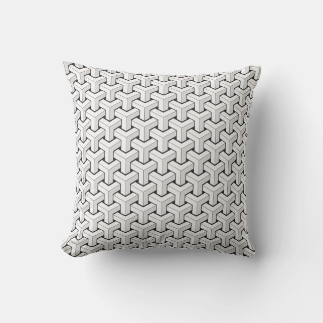 Coussin Cubes Abstraits Isométriques Y en forme de cool (Recto)