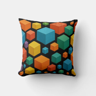 Coussin Cubes galore on black Throw Cushion