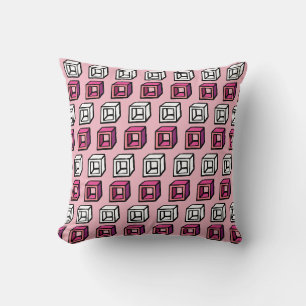 Coussin Cubes Pop Géométriques Rose et Blanc