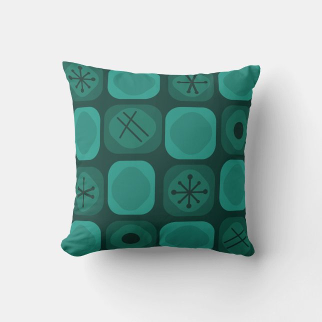 Coussin Cubes Soft Mod Art des années 1950 Turquoises (Recto)
