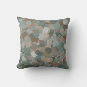 Coussin Cubisme Abstrait Motif Vert Rose Brun