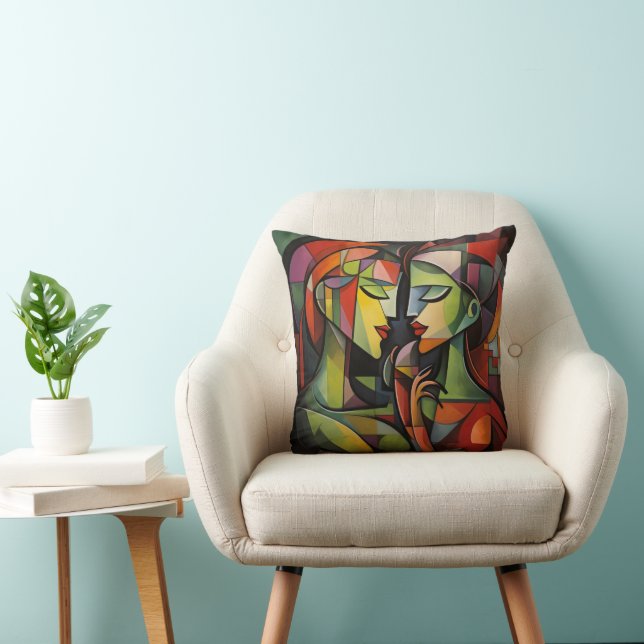 Coussin Cubisme Féminin Art Abstrait (Chaise)